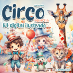 Kit Digital Ilustrado Circo Pastel Color