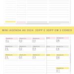 Combo Mini Agenda A6 2024 com 2DPP e 3DPP – Arquivo Digital
