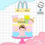 Arquivo Digital Topo de Bolo MC Donalds - Rosa