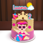Arquivo Digital Topo de Bolo Menina Praia Verão