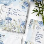 Arquivo kit 4 Capas e Miolo Caderno Pautado Decorado Coleção Blue