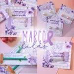 Combo Março Lilás - Bala com card, card lápis e tag brinco