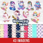 Kit Digital Unicórnio de Skate Clipart