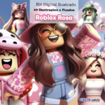 Kit Digital Ilustrado Roblox Rosa
