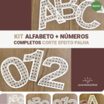 KIT ALFABETO COMPLETO + NÚMEROS CORTE EFEITO PALHA