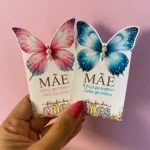 Kit com Cards brinco borboleta rosa e azul