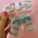 Card chinelinho azul para xuxinha com lapela de presente