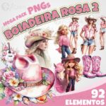 Kit Digital Png Boiadeira Rosa 2