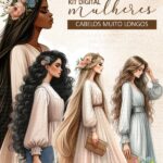 Kit Digital Mulheres Cabelos Muito Longos + de 180 Ilustrações