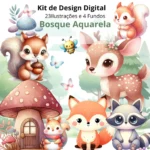 Kit Digital Bosque Aquarela