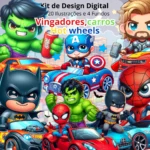 Kit Digital Vingadores com carros Hot Wheels