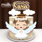 Arquivo de Corte Topo de Bolo BATIZADO da Sara