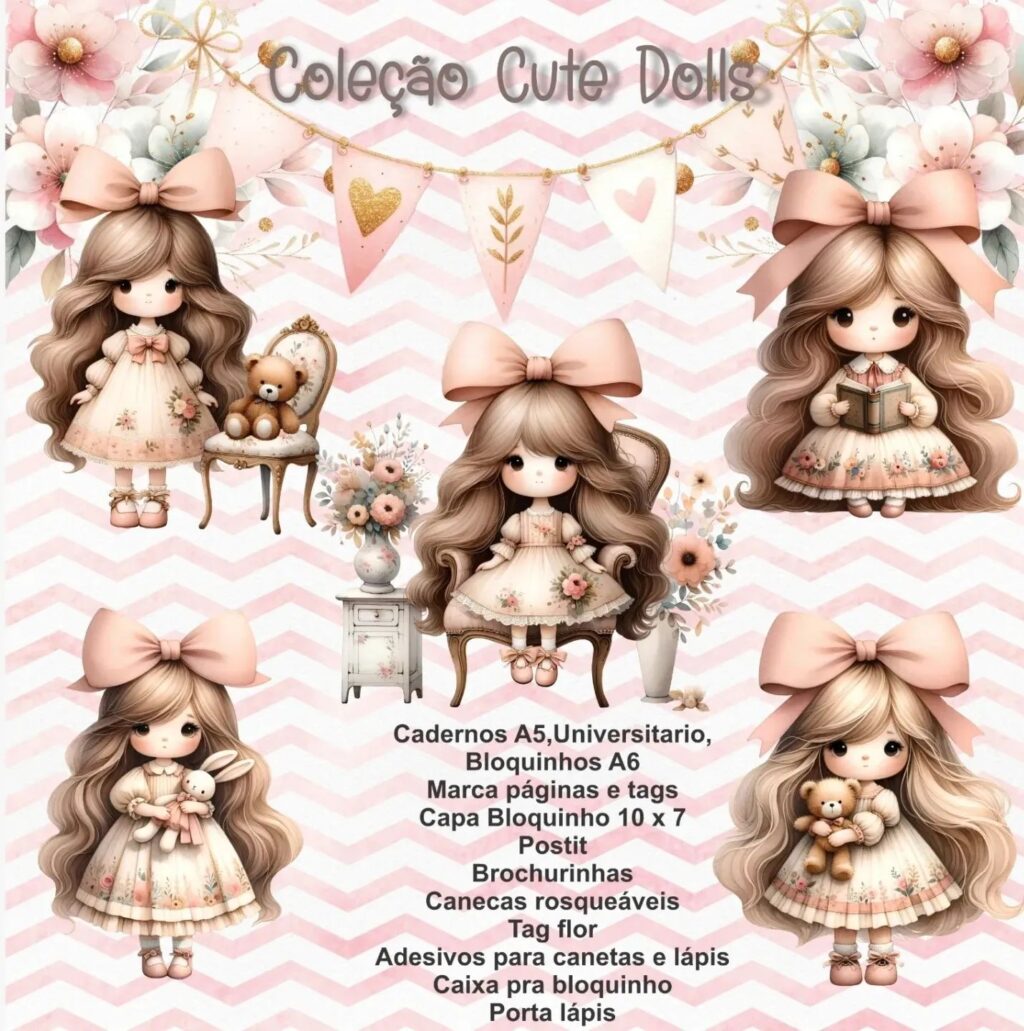 Kit Encadernação CUTE DOLLS - Imagem 2