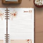 Arquivo Agenda Permanente 1 Dia por Página Coleção Floral Boho