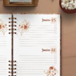 Arquivo Agenda Permanente 2 Dias por Página Coleção Floral Boho