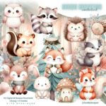 Kit Digital Bosque Encantado - Woodland - Rosa/Aquarela