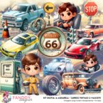 Kit Digital IA Carros Vintage Aquarela