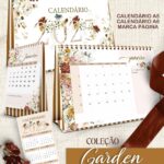 Arquivo Kit Calendários de Mesa A5 A6 e Calendário Marca Página Coleção Garden