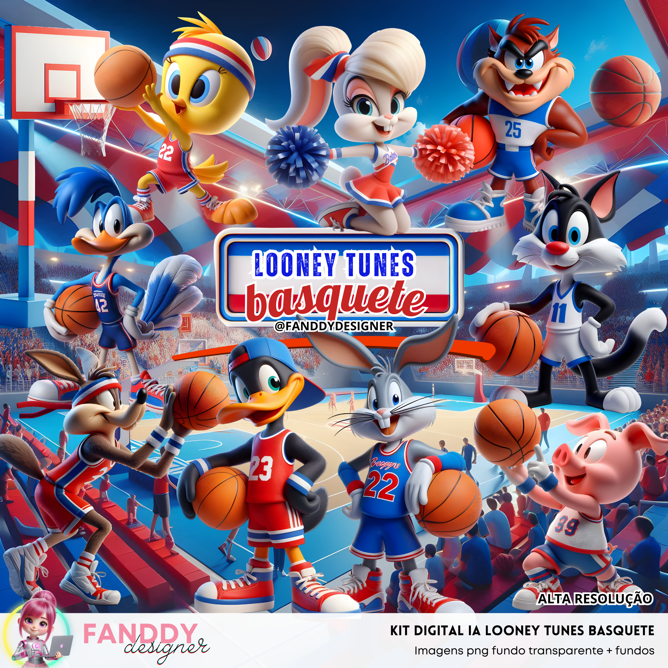 LOONEY TUNES BASQUETE Kit Digital IA LONNEY TUNES BASQUETE - Imagem 1
