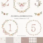 Mesversário Borboletas e Flores | Artes Prontas