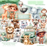 Kit Digital Safari Baby Aquarela
