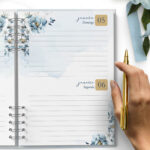 Agenda 2025 2 Dias por Página Floral Azul – Arquivo Digital