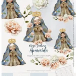 Kit Digital Ilustrações Nossa Senhora Aparecida 4 | (Santinhos)