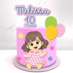 Arquivo de Corte Topo de Bolo Mesversario Menina Balões