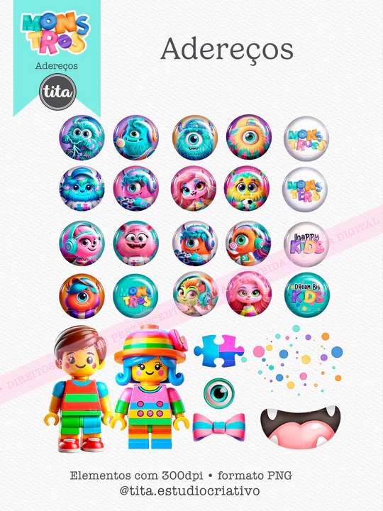 preview_aderecos_540x Monstros Kids - Combo Ilustrações e Papéis - Imagem 10