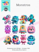 Monstros Kids - Combo Ilustrações e Papéis - Imagem 11