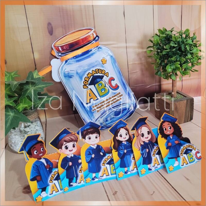 Porta chocolate formato de potinho – formatura ABC - Drive da Cris