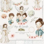 Kit Digital Ilustrações Anjo da Guarda com crianças | (Santinhos)