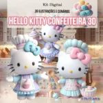kit digital Hello Kitty Confeiteira 3D