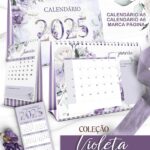 Arquivo Kit Calendários de Mesa A5 A6 e Calendário Marca Página Coleção Violeta