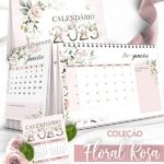 Arquivo Kit Calendários 2025 Coleção Floral Rosa