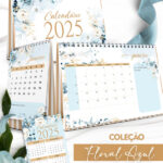 Arquivo Kit Calendários 2025 Coleção Floral Azul