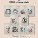 Planner Vintage Tons de Rosa 2025 e sem data Costura