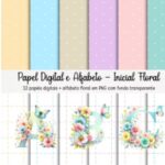 Papel Digital e Alfabeto - Inicial Floral