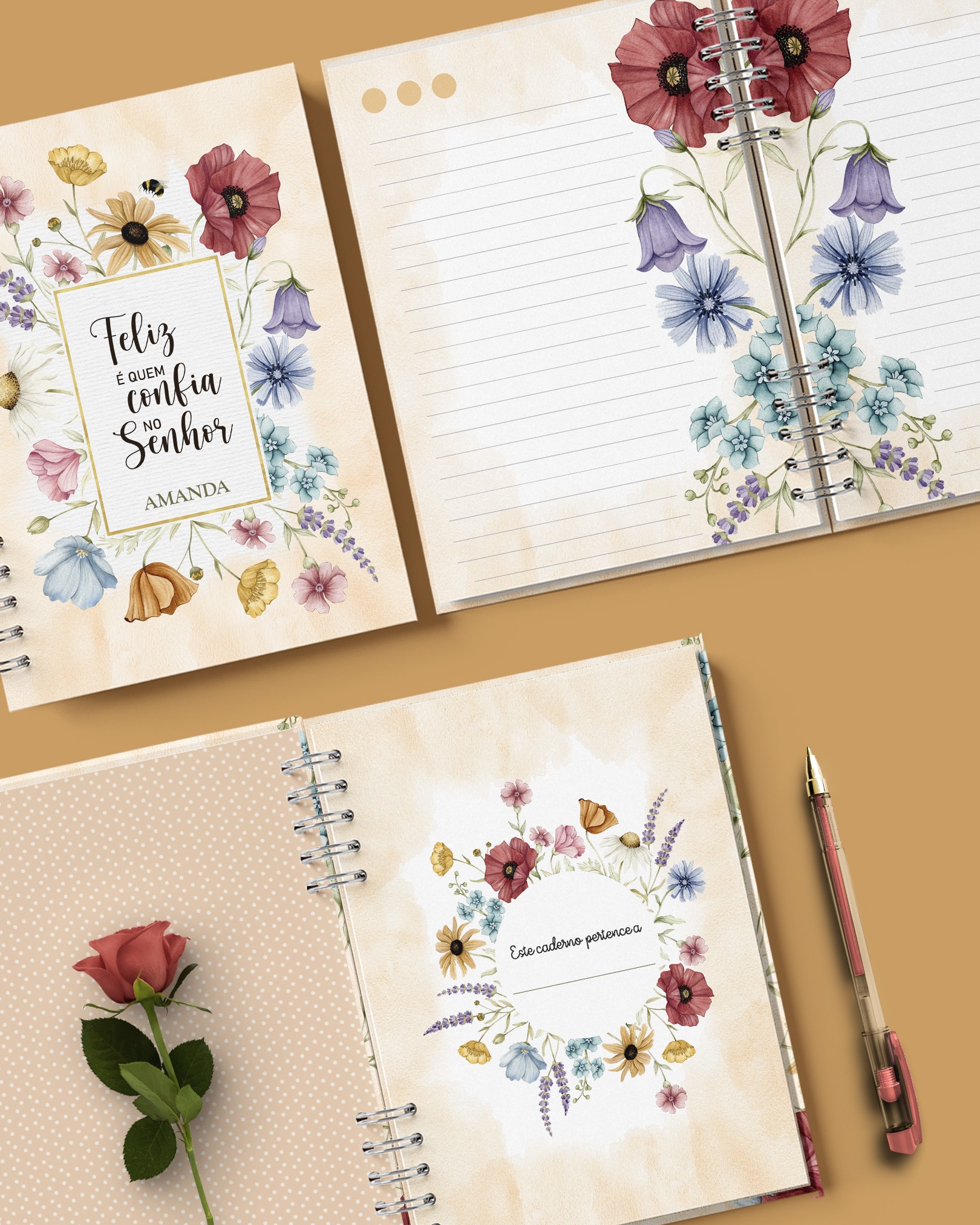 Arquivo Kit 4 Capas e 6 Miolos Caderno Pautado Decorado - Imagem 2