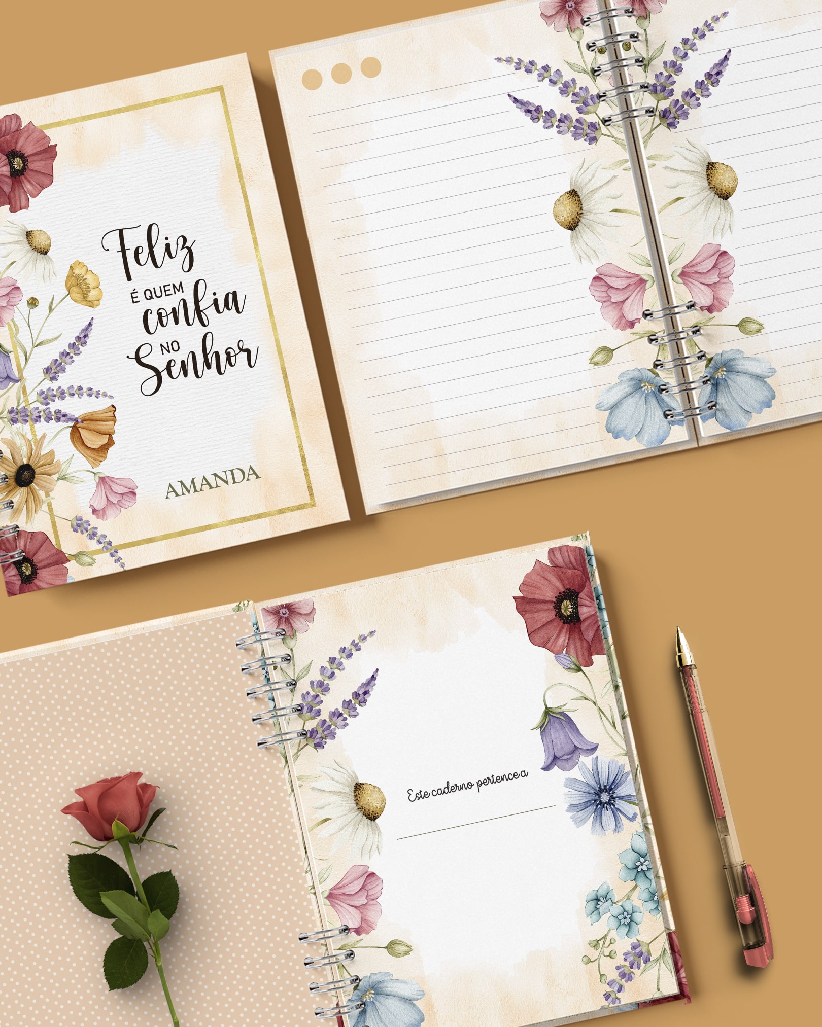 Arquivo Kit 4 Capas e 6 Miolos Caderno Pautado Decorado - Imagem 3
