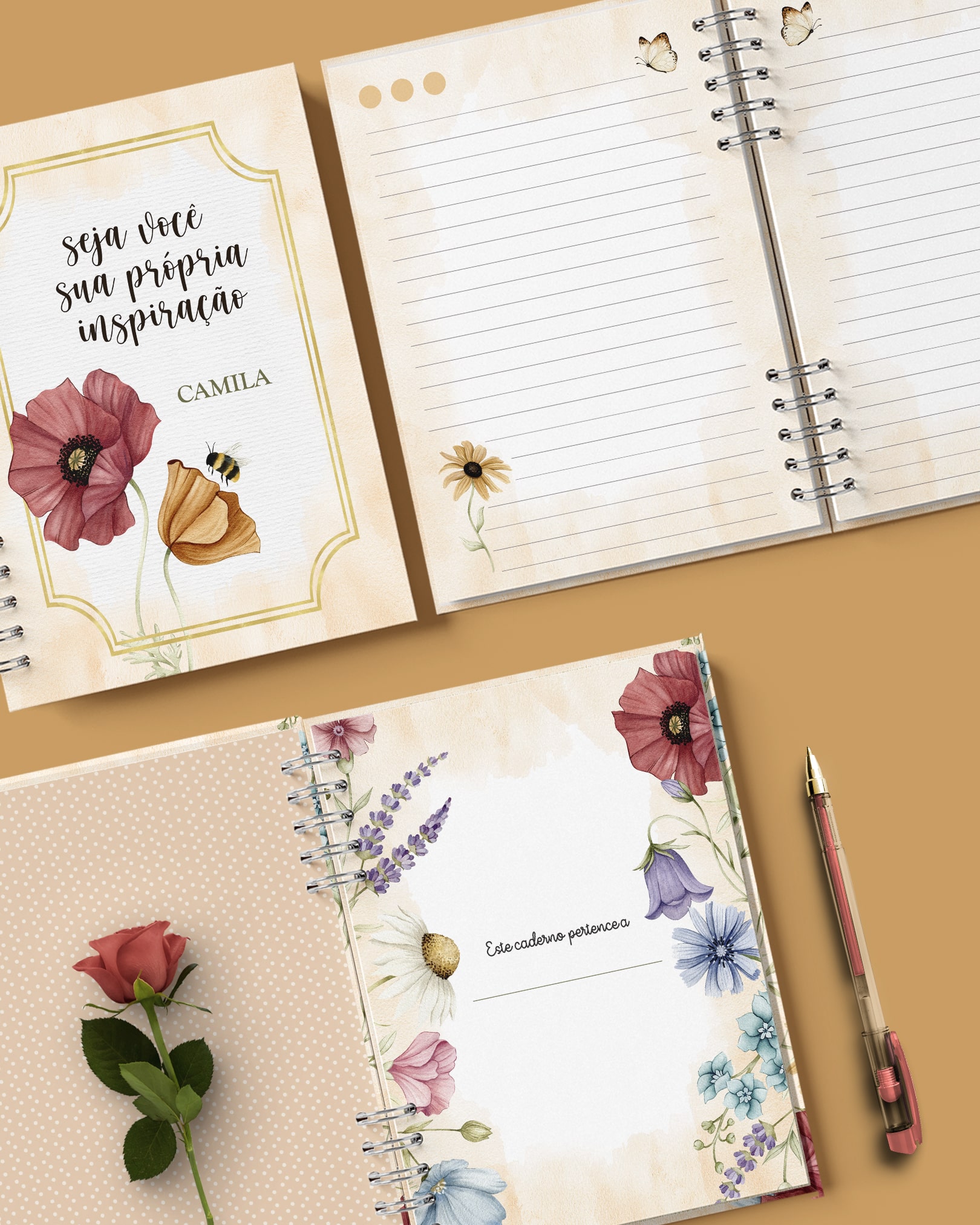 Arquivo Kit 4 Capas e 6 Miolos Caderno Pautado Decorado - Imagem 5