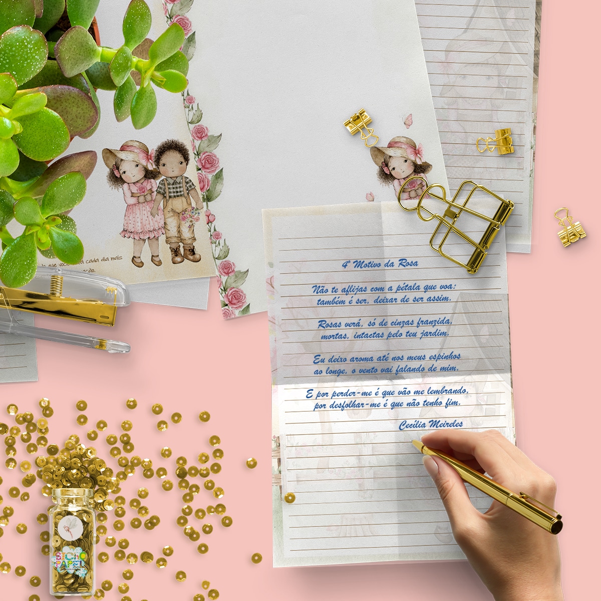 Kit 11 envelopes e 12 papéis de Carta Doce Infância - Imagem 2