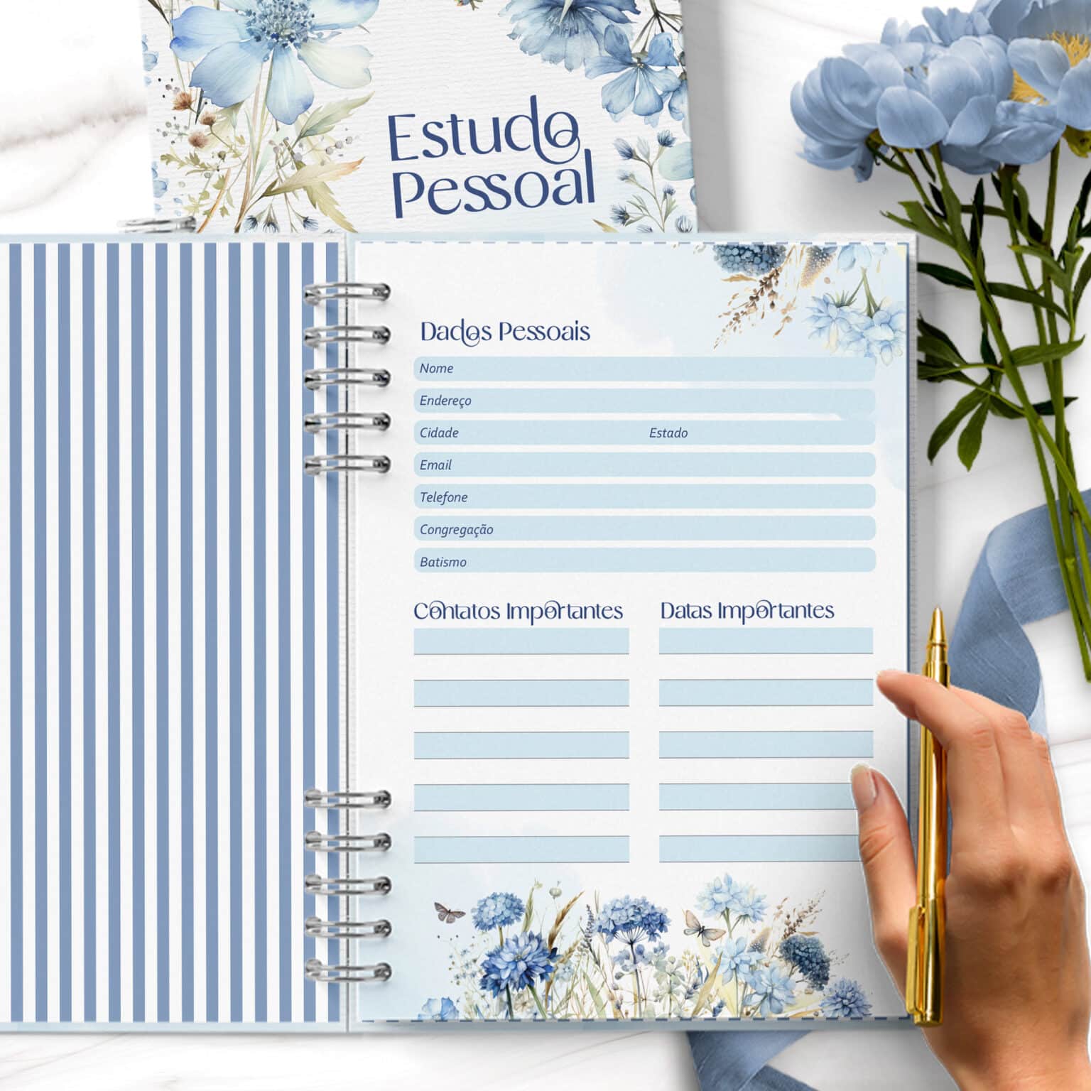 Arquivo Caderno Estudo Pessoal Feminino JW Coleção Blue - Imagem 3