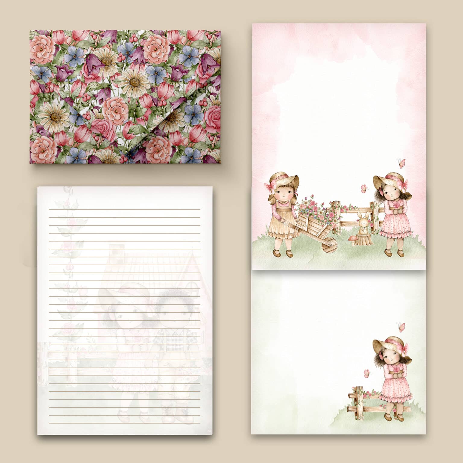 Kit 11 envelopes e 12 papéis de Carta Doce Infância - Imagem 8