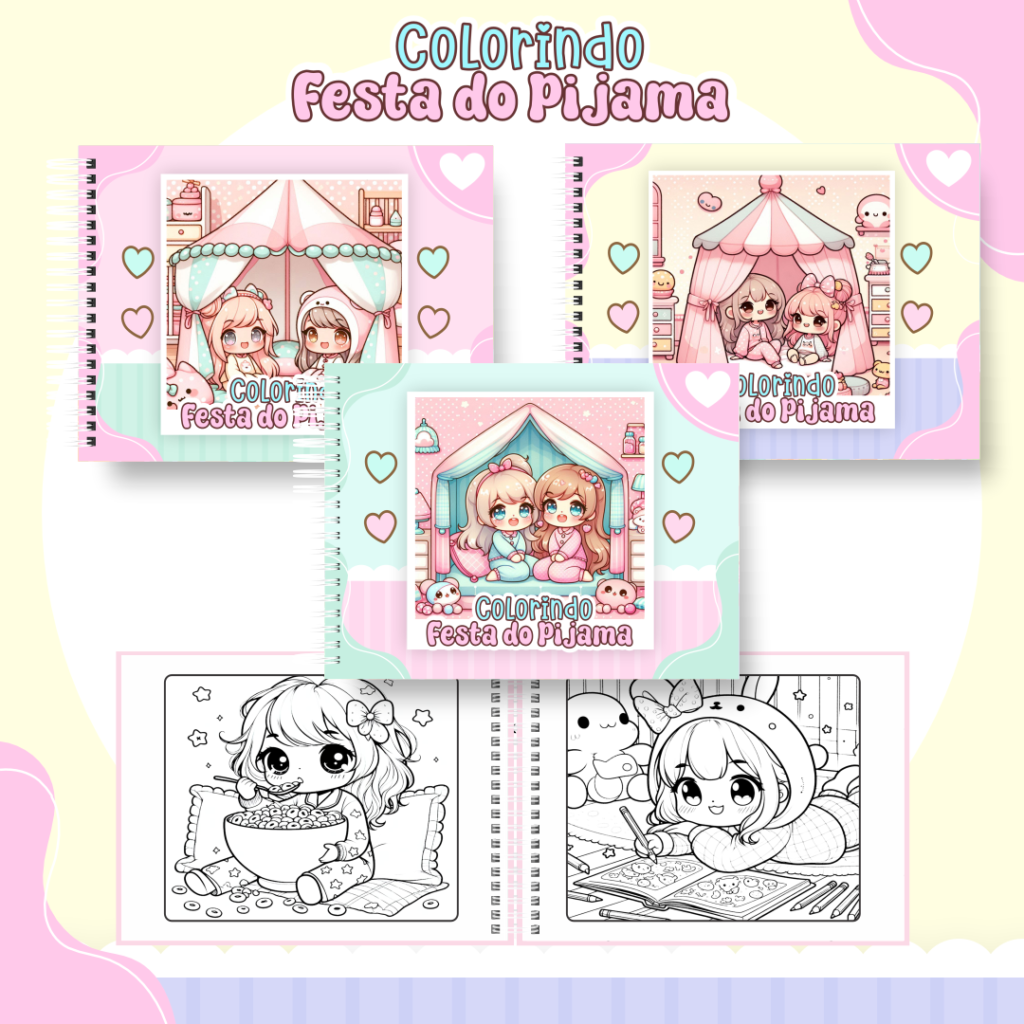 Arquivo Digital Livro de Colorir  FESTA DO PIJAMA - Imagem 1