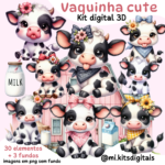 Kit digital aquarela Vaquinha Cute