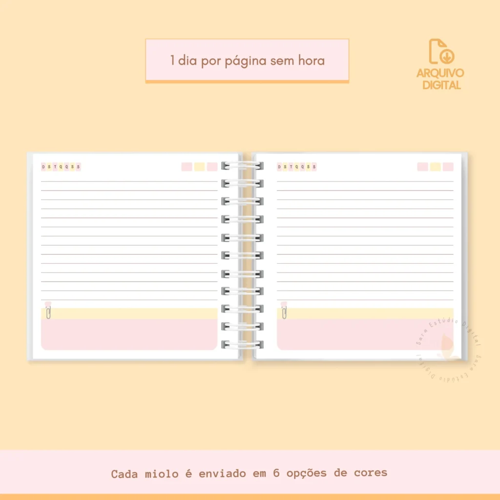 Agenda não datada Mini quadrada (2 em 1) – 6 cores - Imagem 4