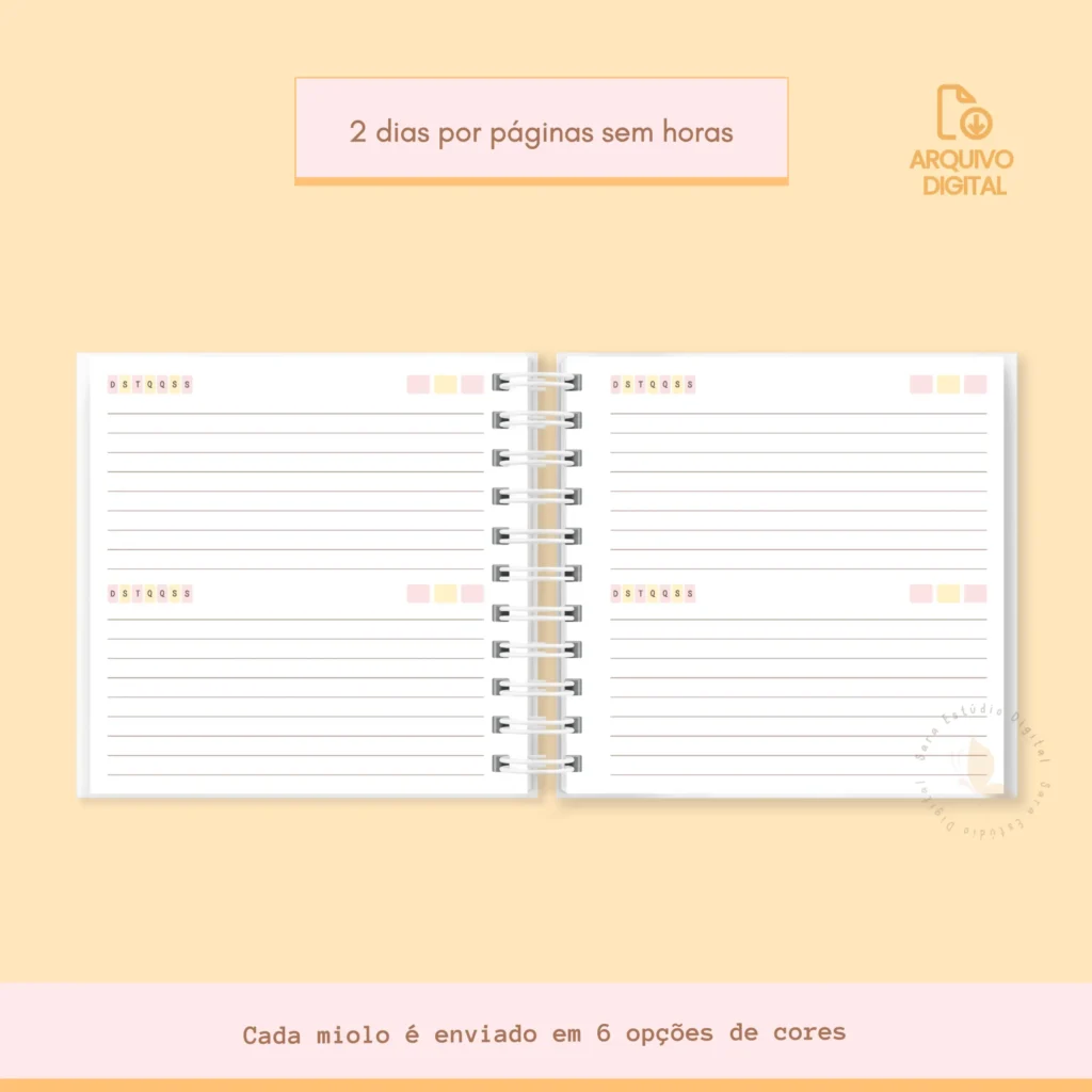 Agenda não datada Mini quadrada (2 em 1) – 6 cores - Imagem 6