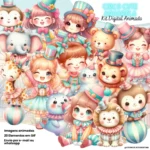 Kit Digital Animado (GIF) - Circo Aquarela Cute
