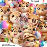 Kit Digital - Capivara Kawaii 3D
